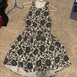 black and white patterned dress